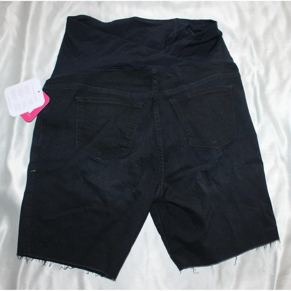 NWT Isabel Maternity Black Jean Shorts Women's Size 12 Cute Maternity Shorts